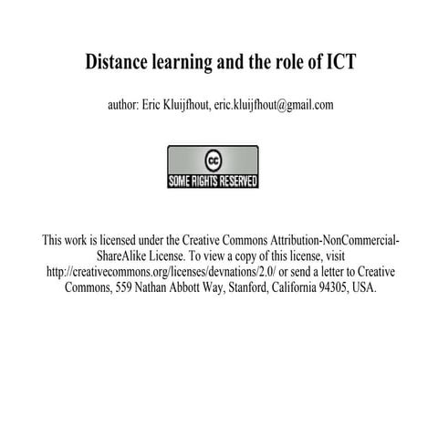 Distance learning and the role of ict