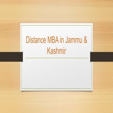 Distance Management Courses | Correspondence MBA | Distance MBA in Jammu Kashmir