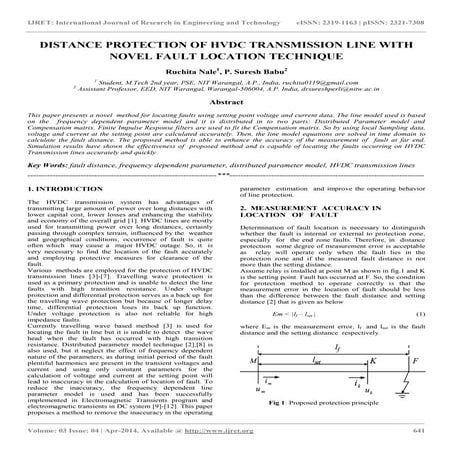 Distance protection of hvdc transmission line with novel fault location techn...