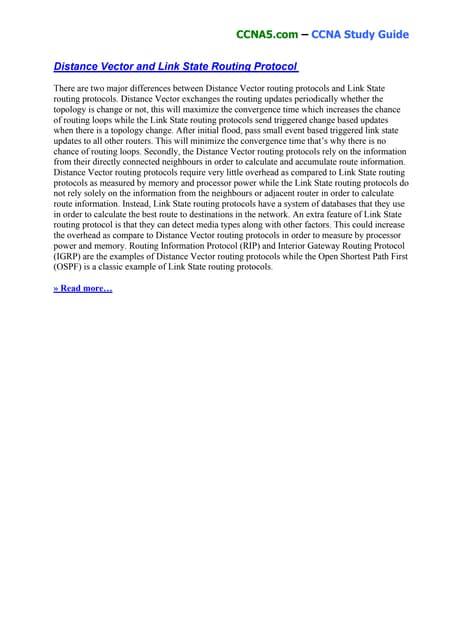 Distance vector and link state routing protocol