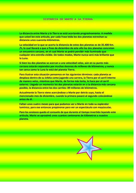 Distancia de marte a la tierra