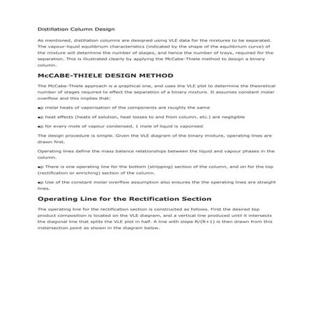 Distillation column design