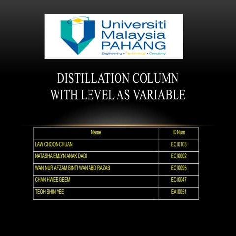 Distillation column level