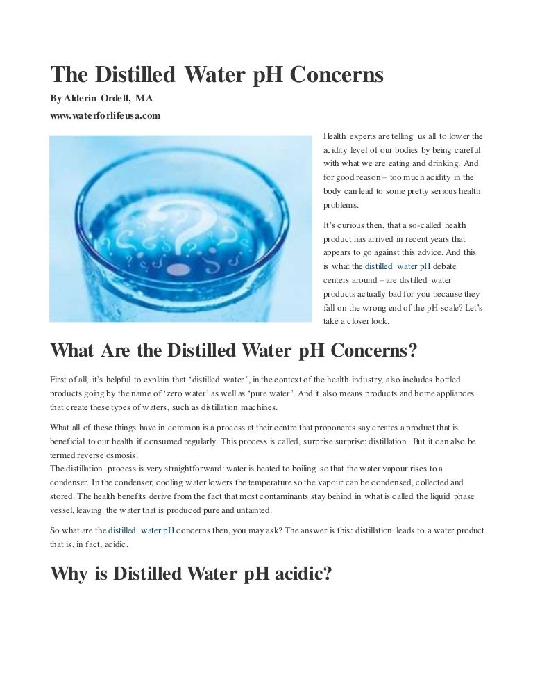 Distilled Water pH Concerns