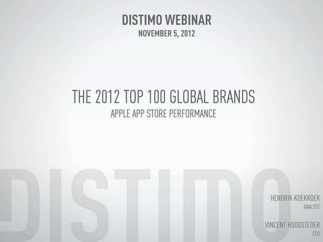 Distimo Month Report Webinar November 2012 (Top Global Brands)