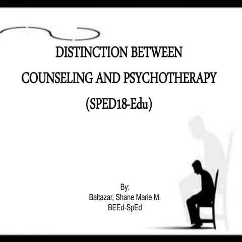Distinction between counseling and psychotherapy