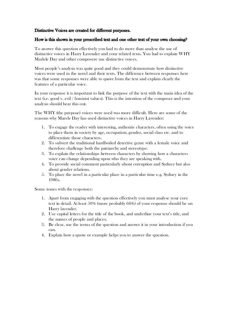 Distinctive voices thesis statement