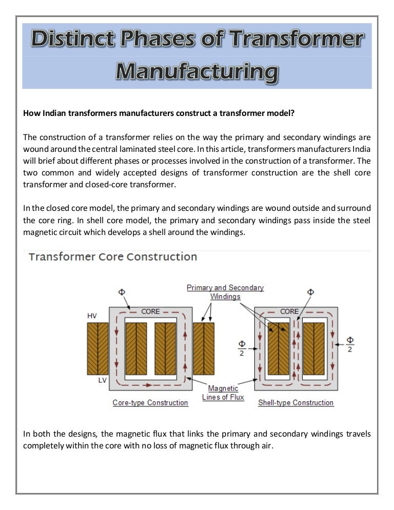 Distinct Phases of Transformer Manufacturing
