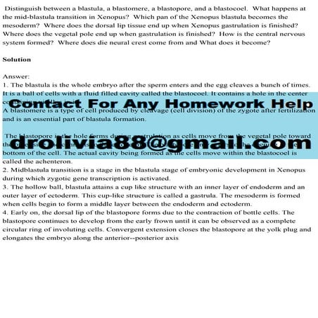 Distinguish between a blastula, a blastomere, a blastopore, and a bla.pdf