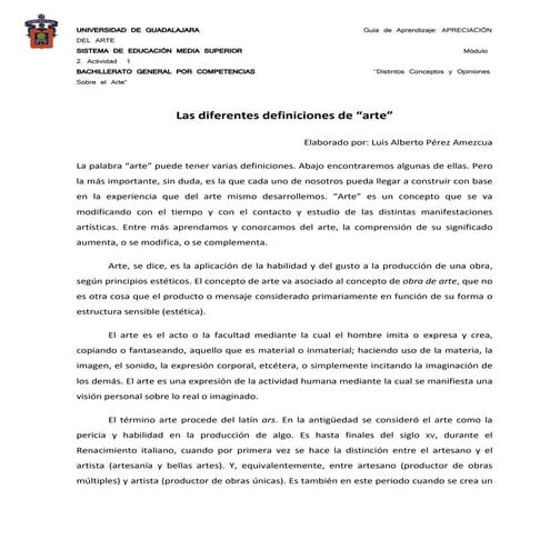 Distintos Conceptos Y Opiniones Sobre El Arte M 2 Act1