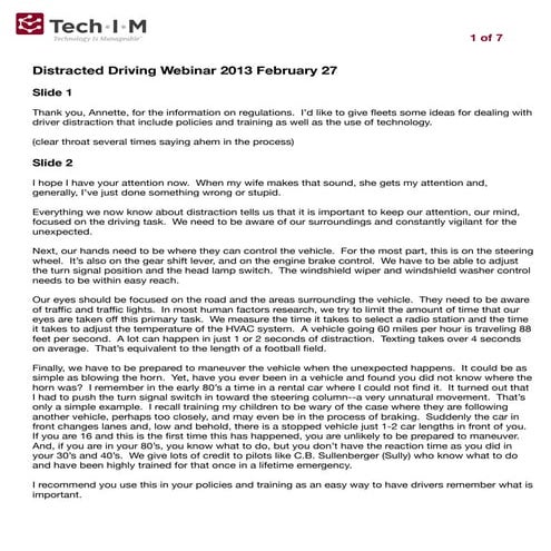 Distracted driving words