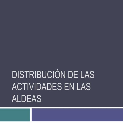 Urbanismo 1 Distribución de las actividades en las aldeas 