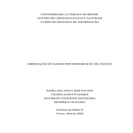 Ordenação de Dados por Distribuição de Chaves