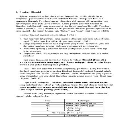 Distribusi binomial, poisson dan normal