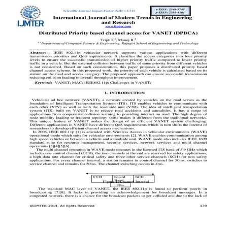 Distributed Priority based channel access for VANET (DPBCA)