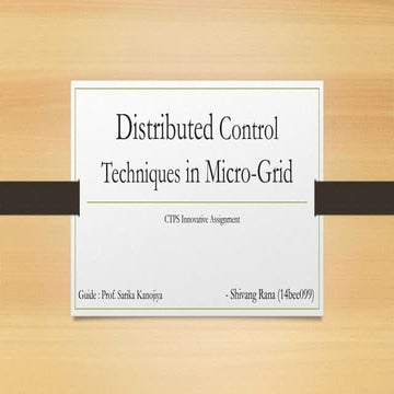 Distributed control techniques in Micro-Grid