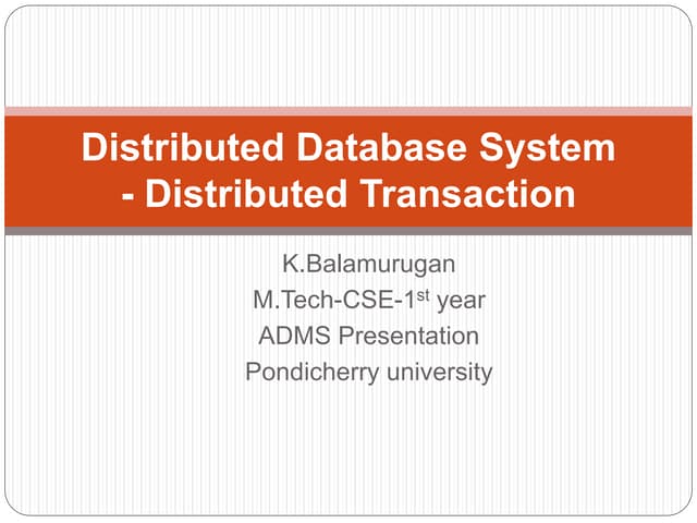 Distributed datababase Transaction and concurrency control