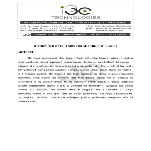 Distributed data fusion for multirobot search