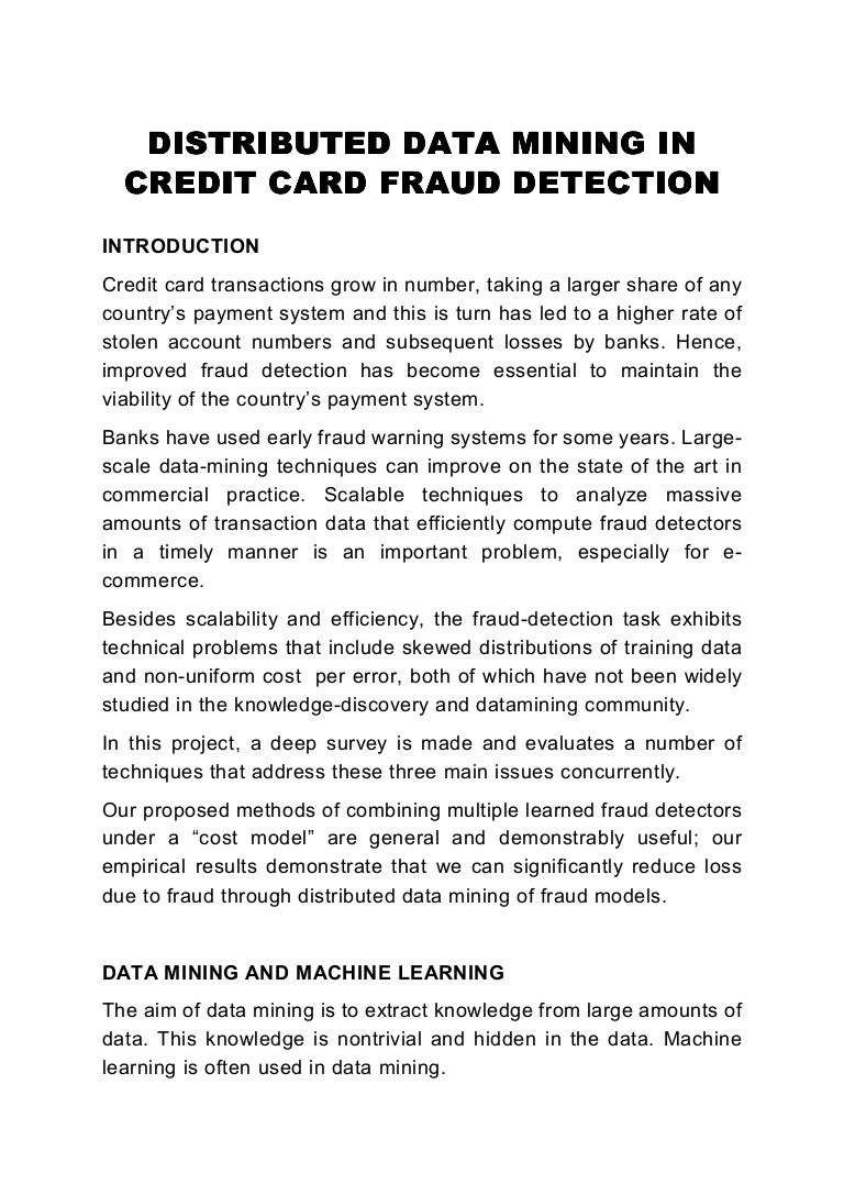 Distributed Data Mining In Credit Card Fraud Detection