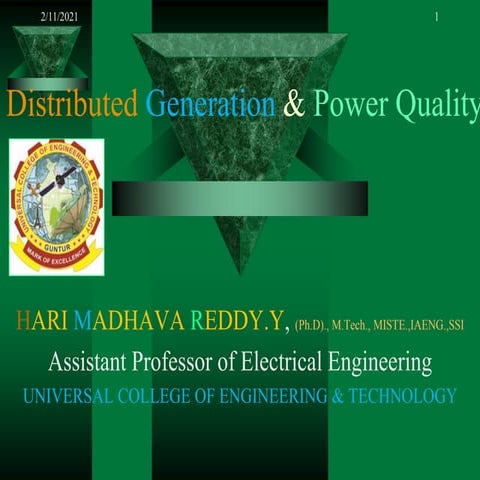 Distributed generation &amp; power quality unit 5