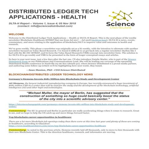 Distributed Ledger Tech Applications - Health Report V1.4
