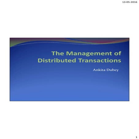 Management of Distributed Transactions | PDF