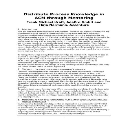 Distribute Process Knowledge in Adaptive Case management through Mentoring