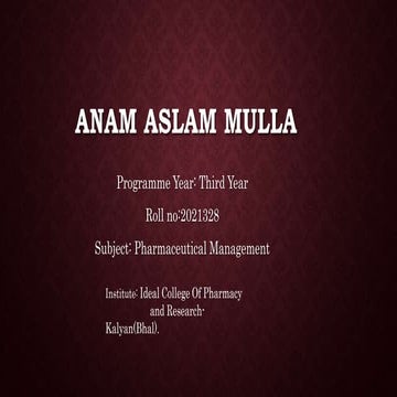 Distribution and recent trends in Pharmaceutical Management-Anam Mulla