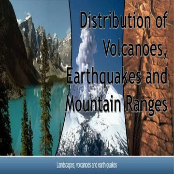 Distribution of volcanoes, earthquakes and mountain ranges