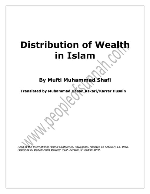 Distribution of Wealth in Islam