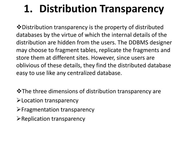 Distribution transparency and Distributed transaction