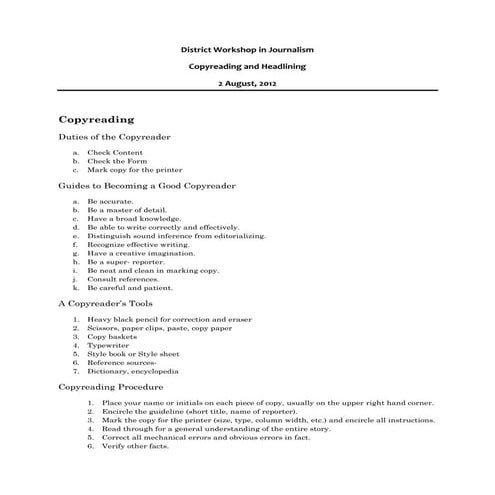 District workshop in journalism