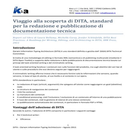 Alla scoperta di DITA, standard per la redazione e pubblicazione di ...
