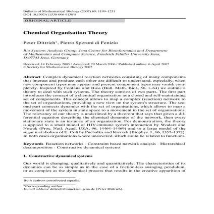 Chemical Organisation Theory