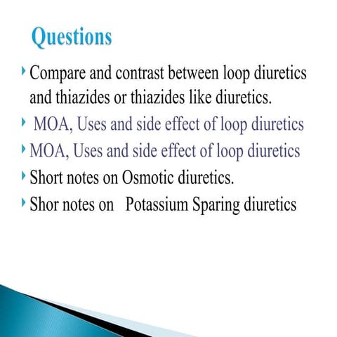 Diuretics for Undergraduate it will helpful for understanding topic
