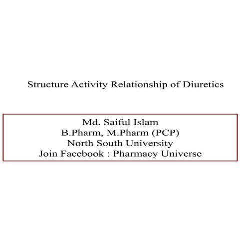 Structure Activity Relationship of Diuretics