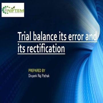 Trial Balance its error and its rectification