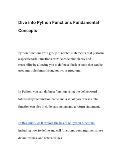 Basics concept of Python : An infographic view! | PDF