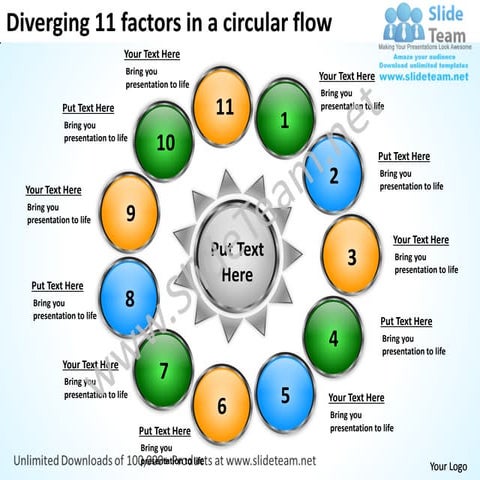 Diverging and converging process 8 stages circular flow motion diagram ...