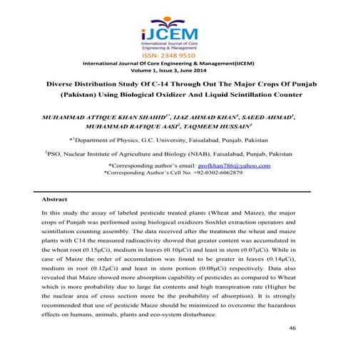 Diverse distribution-study-of-c-14-through-out-the-major-crops-of-punjab-paki...