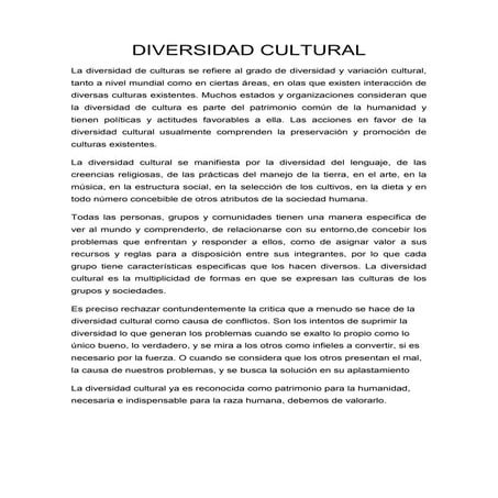 Diversidad cultural y pluralidad de individuos | PPTX
