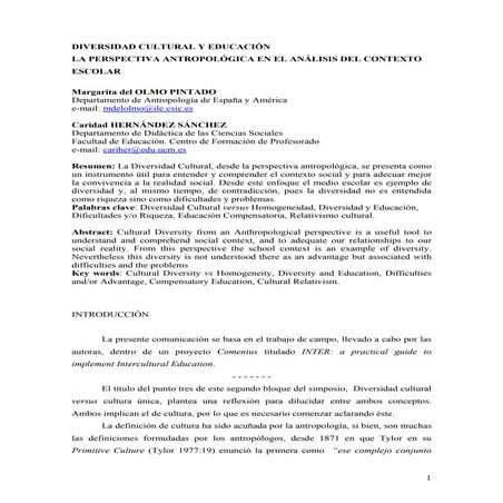 Diversidad cultural y educacion