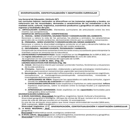 Diversificación y contextualización curricular