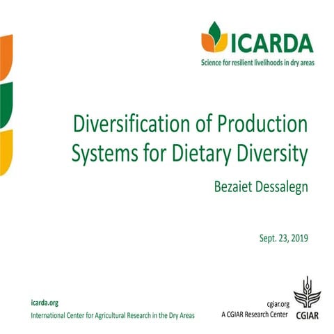 Diversification of production systems for dietary diversity 
