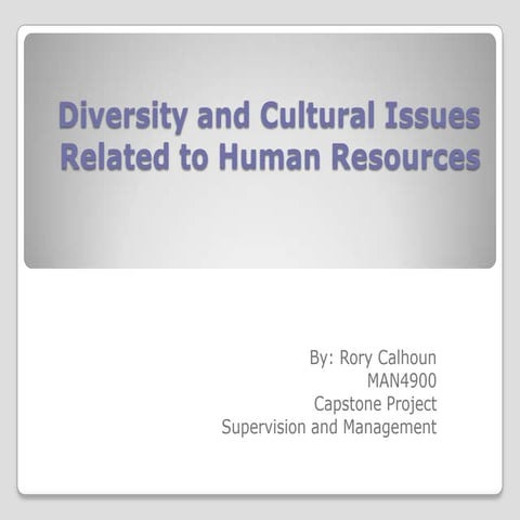 Diversity and cultural issues related to human resources