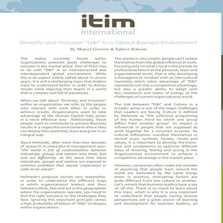 Article: Diversity and Inclusion “D&I” in a Global Business Environment