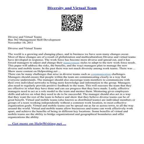 Diversity And Virtual Team