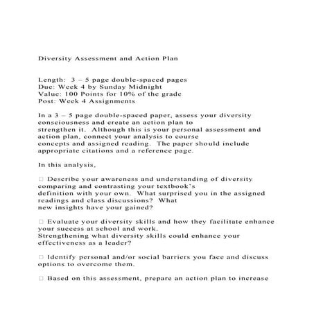 OLCU 425 Diversity Issues Rubric Length 6 pages excl.docx