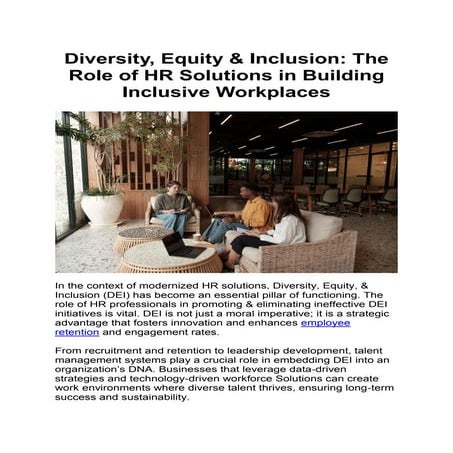 Diversity, Equity & Inclusion The Role of HR Solutions in Building Inclusive ...