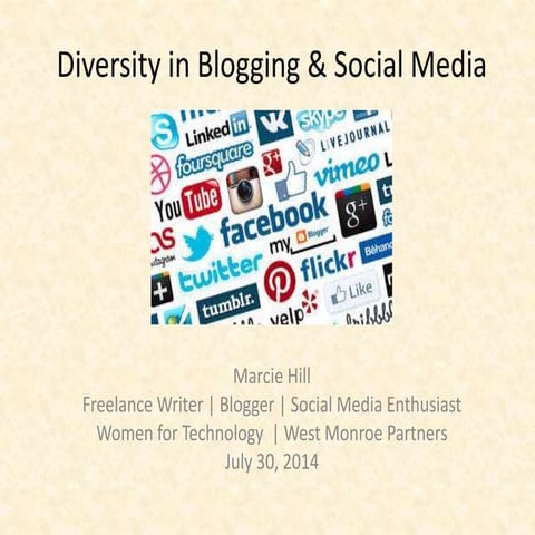 Diversity in Blogging & Social Media - Women for Technology